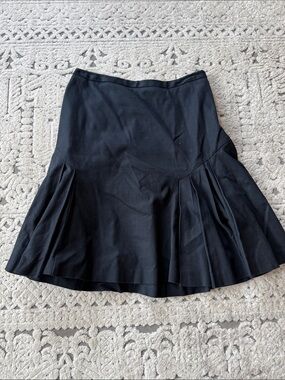 RED Valentino Black Flared Skirt with Pleated Panels